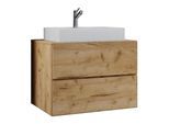 Waschtisch VCM "2-tlg. Waschplatz Waschtisch Lendas S Schublade", braun (honig, eiche), B:80cm T:52cm, Waschtische, Waschtisch