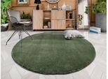 Hochflor-Teppich OCI DIE TEPPICHMARKE "Soft Dream", grün (oliv), H:30mm Ø:120cm, Kunstfaser, Teppiche, weich durch Microfaser, Shaggy, Langflor, Wohnzimmer