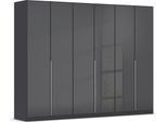 Drehtürenschrank OTTO HOME "Kleiderschrank Kleiderschränke Schrank Garderobe AGORDO mit Glasfront", grau (graumetallic, glas basalt), B:271cm H:210cm T:54cm, Holzwerkstoff, Schränke, Drehtürenschrank, durchdachte Innenausstattung, in 8 Breiten und 2 Höhen MADE IN GERMANY