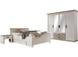 Schlafzimmer-Set HOME AFFAIRE "Florenz", weiß (pinie weiß), B:140cm T:200cm, Holz teilmassiv, Metall, Schlafzimmermöbel-Sets, in 3 verschiedenen Ausführungen