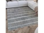 Teppich WECON HOME "Hamptons FORTY", beige (beige grau), B:110cm H:11mm L:170cm, Kunstfaser, Schurwolle, Teppiche, Teppich, Läufer, Fasermix, Kurzflor, Wohnzimmer, Schlafzimmer, Streifen Muster