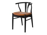 Stuhl HAMMEL FURNITURE "Freja, Massivholz Stuhl mit gepolstertem Sitz – komfortabel & robust", schwarz, schwarz, cognac, B:53cm H:75cm T:54cm, Leder, Massivholz, Stühle, Stuhl, Massivholz, gepolsterte Sitzfläche, versch. Farbvarianten