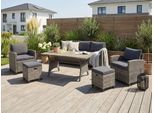 Gartenlounge-Set KONIFERA "Amsterdam", grau (anthrazit), Polyrattan, Sitzmöbel-Sets, Gartenmöbel-Set, Stahl, Ablagefläche unter dem Tisch, Loungeset, Topseller