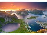 Fototapete PAPERMOON "Wasser und Berge Landschaft", bunt, B:5m L:2,8m, Vlies, Tapeten