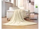 Wohndecke GÖZZE "Memphis", beige (creme), B:180cm L:220cm, Polyester, Wohndecken, Wohndecke, in tollen Unifarben, Kuscheldecke