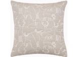 Dekokissen PAD "WILD DEER", beige, B:50cm H:2cm L:50cm, Obermaterial: 75% Polyester, 25% Baumwolle, Dekokissen_Sitzkissen_Kissenhüllen, made in europe