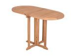 Gardenson , Holz , Teakholz , oval , 120x60x75 cm , klappbar, platzsparend , Gartenmöbel, Balkonmöbel, Balkontische, Balkontische