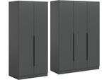 Schrank-Set HOME AFFAIRE "Skarde moderner Kleiderschrank Schlafzimmerschrank", anthrazit, B:200cm H:180cm T:52cm, Holzwerkstoff, Kastenmöbel-Sets, Skarde Kleiderschrank 200 cm, 2 Kleiderstangen und 5 Böden