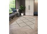 Teppich "Outdoorteppich PARADISE - Rhombus", braun (hellbraun,beige,anthrazit), B:160cm H:4mm L:230cm, Polypropylen, PRIMAFLOR-IDEEN IN TEXTIL, Teppiche, Teppich, Flachgewebe, Rauten, Scandi, In- und Outdoor geeignet, wasserfest