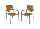 Gartenstuhl-Set Florence Teak/Champagner 2er-Set