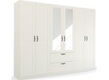 Drehtürenschrank RAUCH "Kleiderschrank Schrank Garderobe Ankleide COTTAGE BY QUADRA SPIN", weiß (alpinweiß), B:271cm H:210cm T:54cm, Holzwerkstoff, Schränke, Drehtürenschrank, in skandinavischem Landhausstil, mit Schubladen und Spiegel