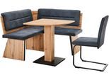 Eckbankgruppe MASSIVLINE & MORE "Treviso", braun, anthrazit, letto 99, appalachian oak, B:130cm H:89cm T:50cm, Holzwerkstoff, Metall, Stoff, Sitzmöbel-Sets, Eckbankgruppe, besteht aus Tisch, Eckbank, Freischwinger