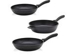 Pfannen-Set KRÜGER "Aluguss Pfannenset LEIPZIG, 3 tlg.", schwarz, Ø:28cm, Pfannen, hochwertige Antihaft-Versiegelung