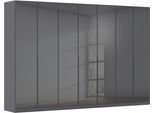 Drehtürenschrank OTTO HOME "Kleiderschrank Kleiderschränke Schrank Garderobe AGORDO mit Glasfront", grau (graumetallic, glas basalt), B:315cm H:210cm T:54cm, Holzwerkstoff, Schränke, Drehtürenschrank, durchdachte Innenausstattung, in 8 Breiten und 2 Höhen MADE IN GERMANY