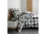 Bettwäsche JANINE "Mako-Satin87106 06", grün, B/L: 240cm x 220cm, 1 Stk., 2 Stk., Mako-Satin, B/L: 80cm x 80cm & 80cm x 80cm, Mako-Satin, Obermaterial: 100% Baumwolle, Bettwäsche, Bettwäsche, mit Reissverschluss