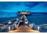 Fototapete PAPERMOON "Steg im Wasser", bunt, B:5m L:2,8m, Vlies, Tapeten