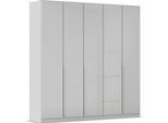 Drehtürenschrank OTTO HOME "Kleiderschrank Kleiderschränke Schrank Garderobe AGORDO mit Glasfront", grau (seidengrau, glas seidengrau), B:226cm H:229cm T:54cm, Holzwerkstoff, Schränke, Drehtürenschrank, durchdachte Innenausstattung, in 8 Breiten und 2 Höhen MADE IN GERMANY