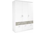 Kleiderschrank RAUCH "Kleiderschrank Schrank Garderobe deckenhoher Schrank BREMEN", weiß (weiß, beton), B:136cm H:199cm T:58cm, Holzwerkstoff, Schränke, Kleiderschrank, in vielen Farbvariationen, inkl. Kranzblende MADE IN GERMANY