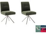 4-Fußstuhl MCA FURNITURE "DELANE Esszimmerstuhl (2er Set) - Stuhl", grün (olive, edelstahlfarben, olive), B:49cm H:92cm T:65cm, Polyester, Stühle, Taschenfederkern, Lehnenkippfunktion, beweglicher Rücken, 360 drehbar