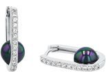 Paar Creolen AMOR "2039089", bunt (silberfarben, kristallweiß, mehrfarbig, kristallweiß), Ohrringe, Damen, Silber 925 (Sterlingsilber), mit Zirkonia (synth.) - mit Muschelkernperle