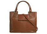 Henkeltasche CLUTY, Damen, Gr. B/H/T: 30cm x 20cm x 6cm onesize, braun (cognac), Leder, Reptilienprägung, Taschen, echt Leder, Made in Italy