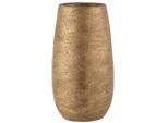 Ambia Home Dekovase , Goldfarben , Keramik , 22x41x22 cm , Dekoration, Vasen, Keramikvasen