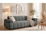 3-Sitzer HOME AFFAIRE "LYOTH Design-Sofa, moderne Steppung, Breite 220 cm", dunkelgrau, B:220cm H:71cm T:93cm, 100% Polyester, Sofas, 3-Sitzer, mit Wellenunterfederung, gemütlich und modern, komfortables Sitzgefühl