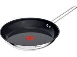 Bratpfanne TEFAL "Nordica, beschichtete Pfanne Induktion, Thermo-Signal-Technologie", grau (edelstahl), B:29,4cm H:8,5cm L:49,6cm Ø:28cm, Pfannen, Bratpfanne, minimalistisches Design, robuster Griff, geeignet für alle Herdarten