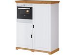 Backofen/Kühlumbauschrank OTTO HOME "Rügen", weiß (weiß, honig), B:127cm H:153,5cm T:60cm, Massivholz, Schränke, Backofen/Kühlumbauschrank, Breite 127 cm, Kiefer massiv, Nische für Kühlschrank