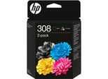 HP Tintenpatrone "HP original Patrone 308 2er-Pack Black + C/M/Y", schwarz (schwarz, cyan, magenta, gelb), Tintenpatronen, 3 Probemonate gratis* drucken, Tintenpatrone