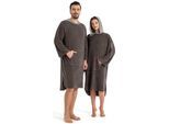 Badeponcho KANGAROOS "Dalia Surfponcho, ideal für Sauna, Spa & im Urlaub" Gr. L, anthrazit, L:118cm, Veloursfrottier, Hausmäntel, Badeponcho, weich, Uni-Farben mit Streifen, leicht, Unisex, für Damen und Herren