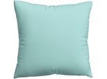 Kissenbezug SCHLAFGUT "Premium Kissenbezug Woven Satin (1 St)", blau (petrol light), B:80cm L:80cm, Mako-Satin, Obermaterial: 100% Baumwolle, Kissenbezüge, Kissenbezug, Ton-in-Ton Reißverschluss, Fadendichte von 300tc, Uni, OEKO Tex