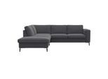 Ecksofa FLEXLUX "Fiore, bequem und komfortabel, zeitlos, L-Form", grau (dervit grau), B:241cm H:85cm T:225cm, 100% Polyester, Sofas, Ecksofa, breite Armlehnen, Füße Alu/schwarz, B/T 241/225 cm, Kaltschaum im Sitz