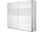 Schwebetürenschrank RAUCH "Quadra Schrank Schlafzimmerschrank in vielen Breiten", weiß (weiß, weißglas), B:226cm H:210cm T:62cm, Holzwerkstoff, Schränke, Schwebetürenschrank, Kleiderschrank Garderobenschrank mit Glaselementen