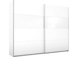 Schwebetürenschrank RAUCH "Quadra Schrank Schlafzimmerschrank in vielen Breiten", weiß (weiß, weißglas), B:271cm H:210cm T:62cm, Holzwerkstoff, Schränke, Schwebetürenschrank, Kleiderschrank Garderobenschrank mit Glaselementen