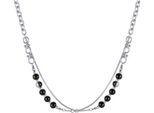 Edelstahlkette FIRETTI "Schmuck Geschenk Edelstahl Halsschmuck Halskette Layer doppelreihig", schwarz (edelstahlfarben, schwarz), Halsketten, Damen, Edelstahl, L: 56, Edelstahlkette, mit Glasperle