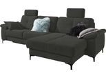 Ecksofa 3C CARINA "Burnaby bequem und modern, L-Form", grau (graphit), B:296cm H:87cm T:162cm, Chenille-Optik (59, 7% Polyester, 34, 4% Polyacryl, 5, 9% Viskose), Sofas, Ecksofa, 2 Kopfstützen, optional mit Schlaf- und motorischer Relaxfunktion