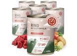 REAVET Hundenassfutter - Rind mit Kartoffeln an Erbsen-Möhren-Püree & Apfel 6x400 g