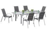 Gartenmöbel Set 7-tlg Amalfi di Lusso Metall/Glas/Textil
