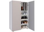 Mid.you , Grau, Weiß , Holzwerkstoff , 4 Fächer , 70x110x39 cm , stehend , Garderobe, Schuhaufbewahrung, Schuhschränke