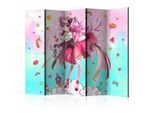 artgeist , Türkis, Pink , Holz, Textil , Kiefer , massiv , Kinder , 225x172x3 cm , Motiv auf Vorder- und Rückseite , Kleinmöbel, Paravents