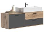 Waschbecken mit Unterschrank Mason ca. 140 cm Eiche/Grau