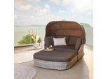 Ambia Garden Gartenmuschel, Grau, Metall, Kunststoff, Textil, 6-teilig, Füllung: Schaumstoff, Fleece, 154x137x192 cm, wetterfest, verstellbares Dach, Loungemöbel, Sonneninseln