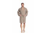 Unisex-Bademantel VOSSEN "Rom, ideal für Sauna & Spa, Hotelbademantel, Morgenmantel" Gr. L, taupe, L:100cm, Waffelpiqué, Hausmäntel, Unisex-Bademantel, für Damen & Herren, Waffelpiqué-Struktur, in leichter Qualität, Topseller
