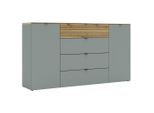 Voleo Sideboard, Grün, Eiche Artisan, Holzwerkstoff, 4 Fächer, 4 Schublade(n) Schubladen, 181x99x41 cm, Beimöbel erhältlich, stehend, in verschiedenen Holzdekoren erhältlich, Wohnzimmer, Kommoden & Sideboards, Sideboards