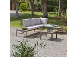 Ambia Garden Loungegarnitur, Braun, Grau, Metall, Kunststoff, Textil, Füllung: Komfortschaum,Komfortschaum, 154.5x215 cm, geeignet für Balkon, Loungemöbel, Gartenlounge-Sets