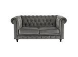 Xora Chesterfield-Sofa, Grau, Schwarz, Holz, Kiefer, massiv, Sperrholz, 2-Sitzer, Füllung: Schaumstoff, 165x73x87 cm, Stoffauswahl, Wohnzimmer, Sofas & Couches, Sofas, Bigsofas