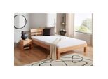 P & B Bett, Kernbuche, Holz, Kernbuche, massiv, 140x220 cm, für Rollrost geeignet, Lattenrost geeignet, Schlafzimmer, Betten, Einzelbetten
