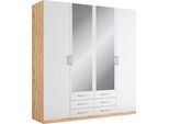 Kleiderschrank PRIESS "Amsterdam, viel Stauraum durch viele Schubkästen", weiß (astkernbuche, weiß), B:185cm H:193cm T:56cm, Holzwerkstoff, Schränke, Kleiderschrank, mit oder ohne LED-Beleuchtung