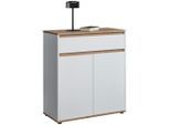 Carryhome Kommode, Weiß, Eiche Artisan, Kunststoff, 1 Fächer, 1 Schublade(n) Schubladen, 83.5x93x38 cm, Wohnzimmer, Kommoden & Sideboards, Kommoden